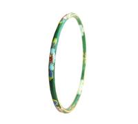 Only My Live Home Color Handmade Cloisonne Enamel Thin Floral Bangles For Women Large Wrists, Chinese ICH Crafts Ethnic Vintage Bracelet Jewelry Gifts, diameter 2.44 inch, Porcelain Copper, no