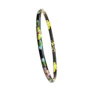 Only My Live Home Colorful Cloisonne Enamel Flower Large Thin Bangles Ethnic Bracelets for Women Jewelry Gifts, Chinese Traditional ICH Handcrafts, Inner Diameter 2.44 inch wide 0.12 inch about