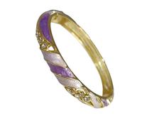Only My Live Home Colorful Cloisonne Enamel Rhinestone Stripe Thin Bangle Hinged Cuff Bracelets for Women Small Wrist Trendy Gifts Ethnic Jewelry, Inner Diameter 2.25 inch wide 0.31 inch about, Alloy