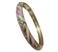 Only My Live Home Colorful Cloisonne Enamel Rhinestone Stripe Thin Bangle Hinged Cuff Bracelets for Women Small Wrist Trendy Gifts Ethnic Jewelry, Inner Diameter 2.25 inch wide 0.31 inch about, Alloy