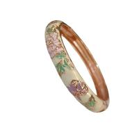 Only My Live Home Colorful Cloisonne Peony Flower Bangle Enamel Hinged Cuff Bracelet Women Vintage Jewelry Chinese Ethnic Traditional Handcrafts Gifts, Diameter 2.36 inch wide 0.39 inch, Metal