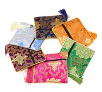 Only My Live Home Custom Flower Jewelry Pouch Zipper Small Chinese Silk Brocade Bag Tassel Jewelry Packaging Bags for Bracelets Wholesale (4.72 x 4.72 inch, Mixed Color (10 pcs))