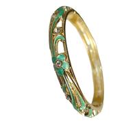 Only My Live Home Elegant Enamel Flower Thin Small Bangles Vintage Chinese Cloisonne Openwork Hinged Cuff Bracelets for Women Small Wrist, Inner Diameter 2.25 inch wide 0.31 inch about, Alloy Gild