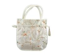 Only My Live Home Embroidery Fruits Makeup Storage Bag with Handle Drawstring Cosmetic Pouch Women Handbag Lavender Spice Gift Packaging Bags (L7.87 x W 2.36 x H 8.27 inches, white (10 piece))