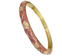 Only My Live Home Handmade Chinese Cloisonne Flower Bracelet Hinged Cuff Thin Enamel Bangles for Small Wrists Women Accessories Jewelry Gifts, inner Diameter 2.25 inch wide 0.24 inch about, Alloy