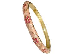 Only My Live Home Handmade Chinese Cloisonne Flower Bracelet Hinged Cuff Thin Enamel Bangles for Small Wrists Women Accessories Jewelry Gifts, inner Diameter 2.25 inch wide 0.24 inch about, Alloy