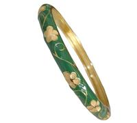 Only My Live Home Handmade Chinese Cloisonne Flower Bracelet Hinged Cuff Thin Enamel Bangles for Small Wrists Women Accessories Jewelry Gifts, inner Diameter 2.25 inch wide 0.24 inch about, Alloy