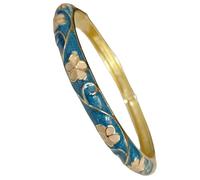Only My Live Home Handmade Chinese Cloisonne Flower Bracelet Hinged Cuff Thin Enamel Bangles for Small Wrists Women Accessories Jewelry Gifts, inner Diameter 2.25 inch wide 0.24 inch about, Alloy