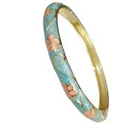 Only My Live Home Handmade Chinese Cloisonne Flower Bracelet Hinged Cuff Thin Enamel Bangles for Small Wrists Women Accessories Jewelry Gifts, inner Diameter 2.25 inch wide 0.24 inch about, Alloy