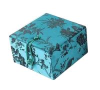 Only My Live Home Square Vintage Bangle Bracelets Gift Boxes Crane Pattern Chinese style Silk Brocade Jewellery Box Packaging Cases (green flower, 4.33x4.33x2.52 inch about)