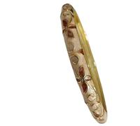 Only My Live Home Vintage Cloisonne Thin Clover Bangles Bracelets for Small Wrists Oval Women Gifts, Handmade Enamel Filigree Hinged Cuff Bracelet Chinese Ethnic Jewelry, Oval Inner Diameter 2.25 inch