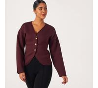 Only Naomi Structured Button Detail Cardigan BURGUNDY 2XL