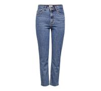 ONLY Women's Onlemily Hw St Raw JNS Db Mae 0005 Noos Straight Jeans, Blue (Dark Blue Denim Dark Blue Denim), W29/L32 (Size: 29)