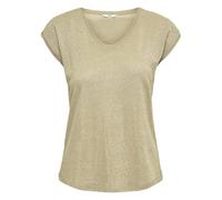 ONLY Women's onlSILVERY S/S V Neck Lurex TOP JRS NOOS T-Shirt, Gold (Gold Colour Gold Colour), X-Large