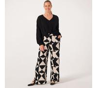Only Nova Life Printed Trouser BLACK CREAM GEO EXTRA SMALL