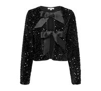 ONLY Onlanika Sequins LS Bow Top WVN Cs, Black, L