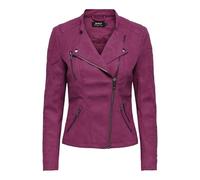 ONLY ONLAva Women's Faux Leather Transition Jacket Biker Style, cerise, 6