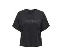 ONLY Onlbianca Life S/S Stone Fold-Up Top JRS, Black, S