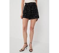 Only Onlconfidence Sequin Shorts, Black, Size S, Women Black