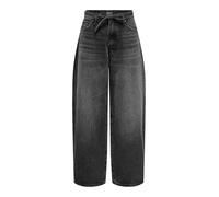 ONLY Onlgianna Mw Straight DNM Dot980 Noos Women's Wide Leg Medium Waist Balloon Cut Jeans, Washed Black, 25W x 30L