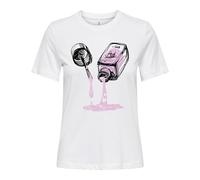 ONLY Women's Onlhenny Life Reg S/S Top Box JRS T-Shirt, White, Large