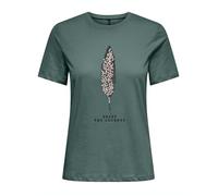 ONLY Onlkita Life Reg S/S Plume Top Box JRS, Balm Green/Print: Enjoy, M