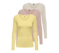 ONLY Onllive Love Life Basic Women's Long-Sleeved Shirt, 1 x Pineapple slice, 1 x rose smoke, 1 x birch, M