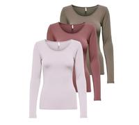 ONLY Onllive Love Life Basic Women's Long-Sleeved Shirt, 1x Rose Brown, 1x Walnut, 1x Lavender Fog, XL
