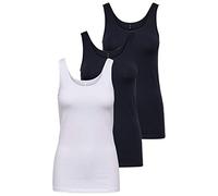 ONLY Onllive Love Tank Noos Women's Top, White/Blue (1 x White/ 2 x Night Sky), L (EU)