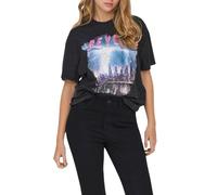 ONLY Women's Onllucca Life S/S Night Top Box JRS T-Shirt, Black/Print:Beyond Good, M