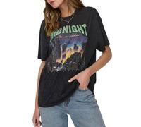 ONLY Women's Onllucca Life S/S Night Top Box JRS T-Shirt, Black/Print: Midnight Good, S