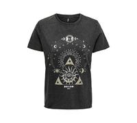 ONLY Women's Onllucy Reg S/S Top JRS Noos T-Shirt, Nero/Stampa: Zodiaco, L