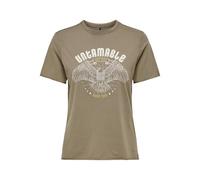 ONLY Onllucy Women's T-Shirt XS S M L XL Black Grey 100% Cotton Crew Neck, Walnut/Print: untamable, M