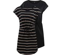ONLY onlMAY Women's Summer Mini Dress S/S Dress Pack of 2 Sizes XS S M L XL XXL Striped Black 100% Cotton, Black Double Camel, S
