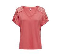 ONLY Women's Onlmoster S/S V-Neck lace top JRS T-Shirt, Rose of Sharon, M