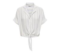 ONLY Women's Onlpaula Life S/S Tie WVN Noos Shortened Feminine Shirt with Knot Detail, Cloud Dancer, S