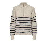 ONLY ONLTOKYO Female Knitted Jumper, Pumice Stone/Stripes: Blue Stripes, XS