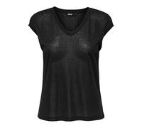 ONLY Women's onlSILVERY S/S V Neck Lurex TOP JRS NOOS T-Shirt, Black (Black), 10