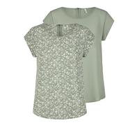 ONLY Onlvic Women's Regular Fit T-Shirt, Pack of 2, Crew Neck, Short Sleeve Blouse Top, Summer Basic Pattern, Plain White, Black, Green, Rose, Blue, 34 36 38 40 42 44, Lily Pad (15284243), 10