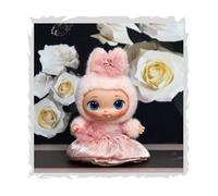 (Only Outfit) 2025 Adorable Clothes for Labubu, Pink Dress Paired with Flower Petal Hair Accessory, Soft Plush Fabric for Unique Style, Perfect for Labubu V1/V2/V3