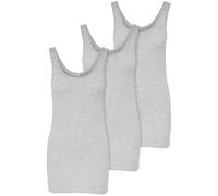 ONLY Pack of 3 Women's Tops Basic Tank Tops White, Black, Grey, Blue, Cream Women's Shirt Long Summer Shirts Top 15201465, Grey (Light Grey Melange), L