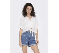 ONLY Women's Onlpaula Life S/S Tie Shirt WVN Noos Blouse, White, M