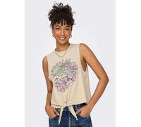 Only Round Neck Printed T-Shirt Light Brown Print