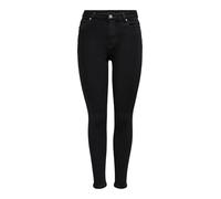ONLY Skinny Fit Jeans High Rise Stretch Denim 5-Pocket Pants Raw ONLMILA, Colours:Black-2, Size:33W / 32L, Leg Length:L32