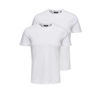 Only & Sons bestseller a/s Men's Onsbasic Slim O-Neck 2-Pack Noos T-Shirt, White/Pack: 2 White, S
