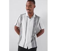 ONLY & SONS Caiden Stripe Linen Blend Short Sleeve Shirt, Cloud Dancer, Size Xl, Men Cloud Dancer