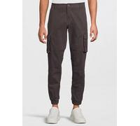 ONLY & SONS Cam Cuffed Cargo Trousers - Grey Pinstripe, Grey Pinstripe, Size 30, Men Grey Pinstripe