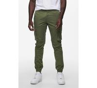 Only & Sons - Cam Stage Cargo Cuff Olive Night - Pants - green - W30 / L32 - 98% Cotton, 2% Elastane,Cotton W30 / L32