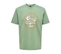 Only & Sons Crew Neck Logo Print T-Shirt Light Green