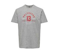 Only & Sons Crew Neck Logo Print T-Shirt Light Grey Marl